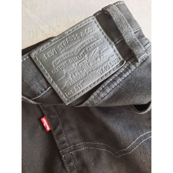 Levi's Premium 511 Men W40/32L Slim Fit Pleated‎ BIG E Stretch Black Denim Jeans - Picture 8 of 9